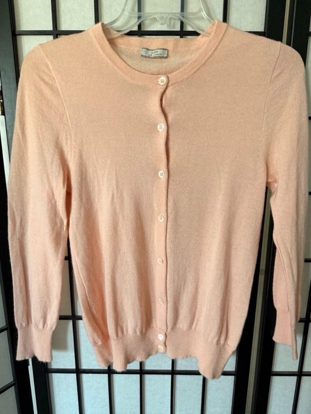 J.Crew 100% Cashmere Cardigan Peach Blush Crewneck Button Front Size XS